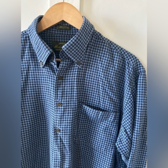 ORVIS Signature collection Large button down shirt blue check 100% cotton - Picture 4 of 8